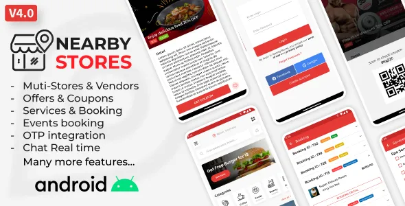 Nearby Stores Android - Offers, Events, Multi-Purpose, Restaurant, Services & Booking