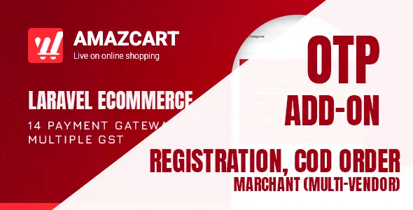 OTP Add-on - AmazCart Laravel Ecommerce System CMS