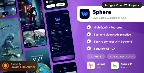 Sphere - Live Wallpaper App | Android Wallpaper App with Admin Panel (Laravel)