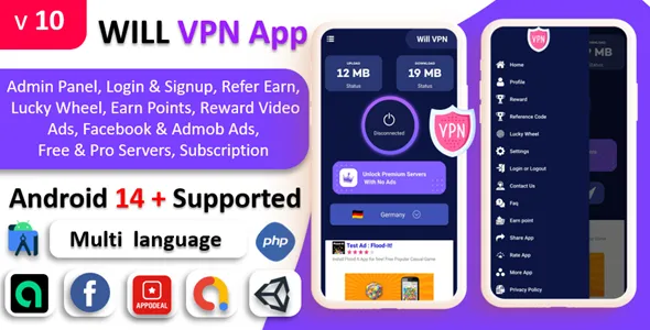 WILL VPN App - VPN App with Admin Panel - Secure VPN & Fast VPN