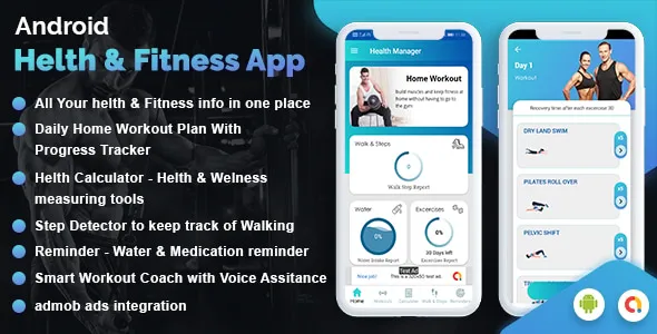 Workout Manager & Health Calculator for Fitness - Water Medicine Reminder & Pedometer