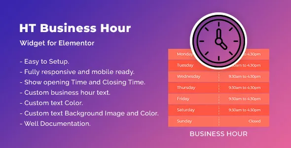 HT Business Hour Widget for Elementor