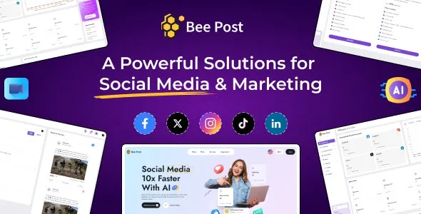 BeePost - AI Social Media Management & Content Creation SaaS with Subscription System