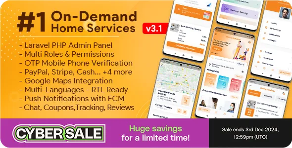 On-Demand Home Services, Business Listing, Handyman Booking with Admin Panel