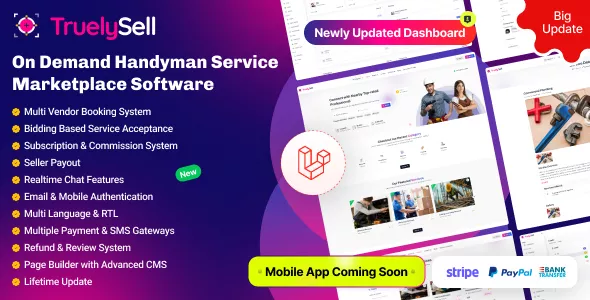 TruelySell - On Demand Handyman Service Marketplace Laravel 11 System