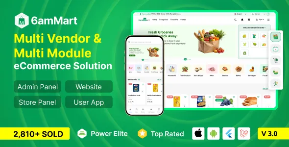 6amMart - Multivendor Food, Grocery, eCommerce, Parcel, Pharmacy Delivery App with Admin & Website