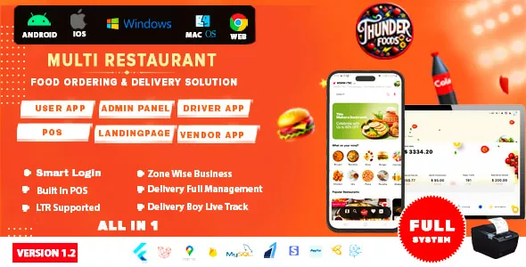 ThunderFood - Multi Restaurant Food Ordering & Delivery Solution