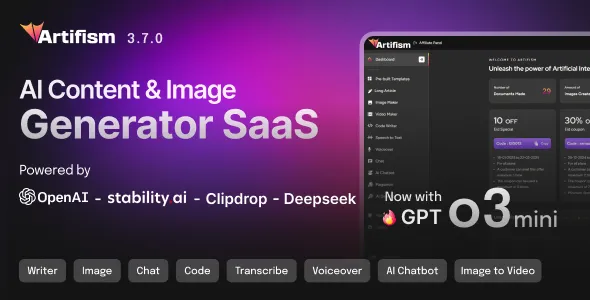 Artifism - AI Content & Image Generator SaaS