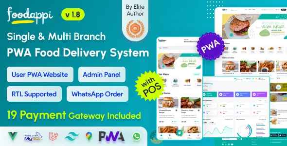 FoodAppi - PWA Food Delivery System and WhatsApp Menu Ordering with Admin Panel