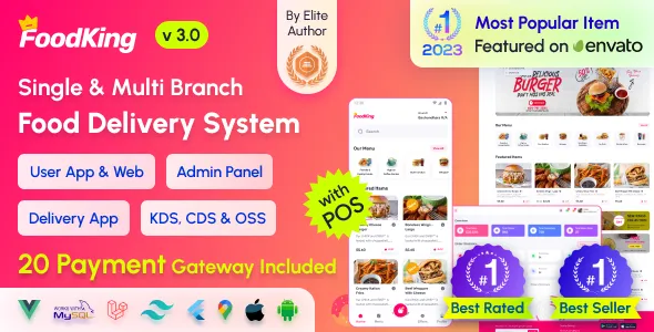 FoodKing - Restaurant Food Delivery System with Admin Panel & Delivery Man App, Restaurant POS