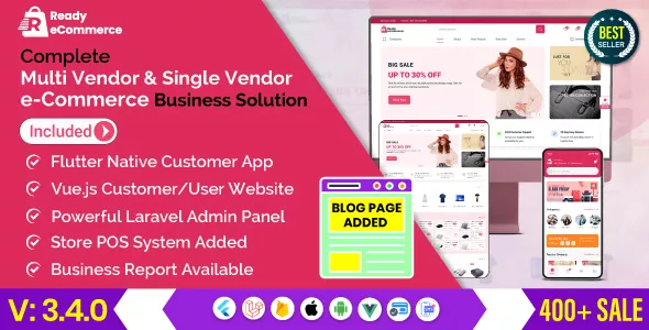 Ready Ecommerce - Complete Multi Vendor e-Commerce Mobile App, Customer Website with Store POS