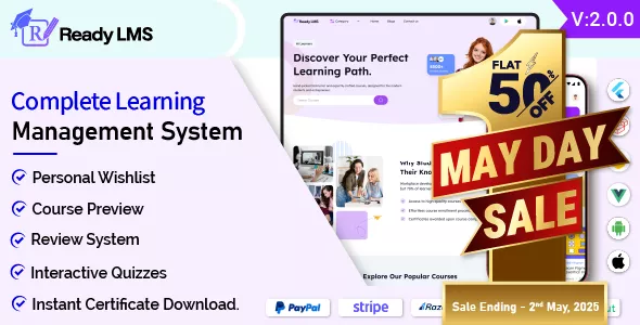 Ready LMS - Complete Learning Management System Websites, Mobile App with Admin Panel