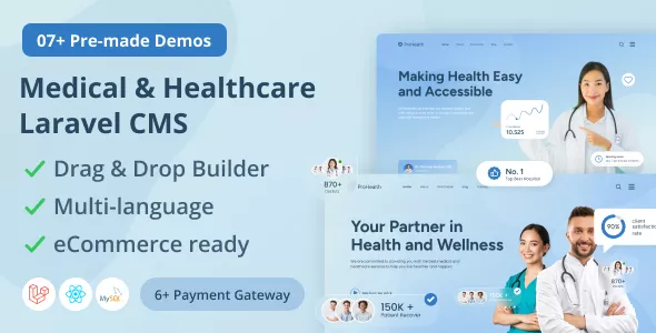 Prohealth - Medical and Healthcare Laravel CMS with Live Page Builder