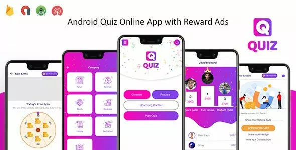 Quiz Online App with Earning System & Reward Ads + Admin Panel