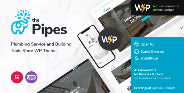 The Pipes - Plumbing Service and Building Tools Store WordPress Theme