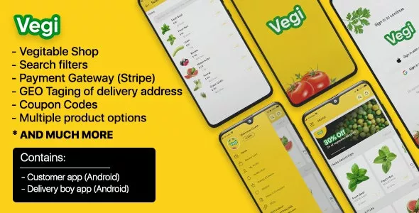 Vegi - The Ultimate Grocery, Food, Milk Ordering App with Delivery Boy & Admin