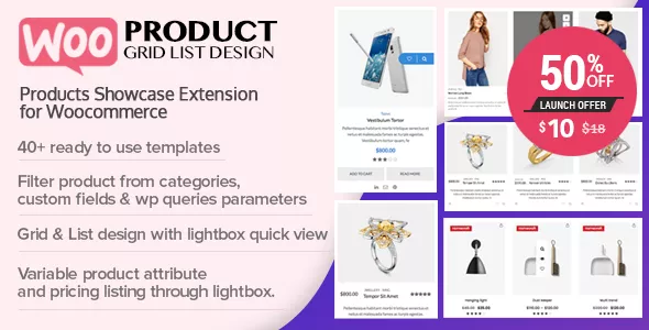 WOO Product Grid List Design - Responsive Products Showcase Extension for WooCommerce