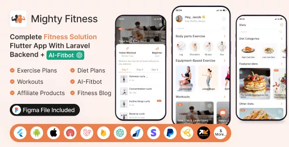MightyFitness - Complete Fitness Solution Flutter App with Laravel Backend + ChatGPT (AIFitbot)