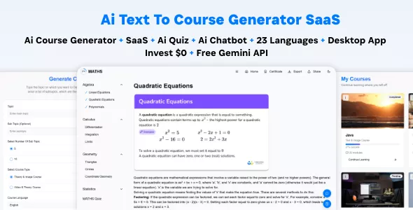 Ai Course Generator - Text To Course SaaS Ai Video & Image Content Payment Earn Gemini React Admin