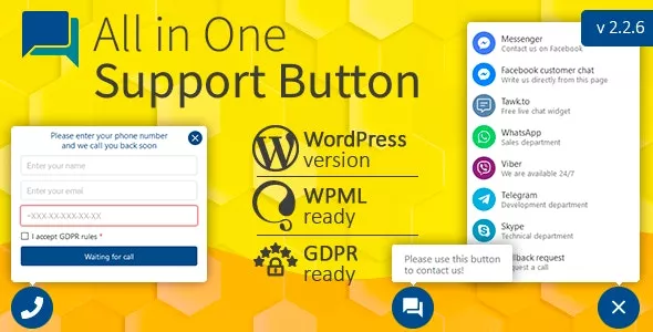 All in One Support Button - Callback Request WhatsApp, Messenger, Telegram, LiveChat