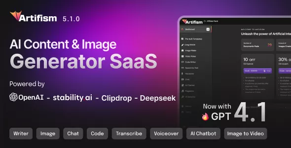 Artifism - AI Content & Image Generator SaaS
