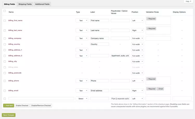 WooCommerce Checkout Field Editor