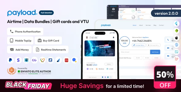 PayLoad - Airtime - Data Bundles - Gift cards and VTU Full Solution