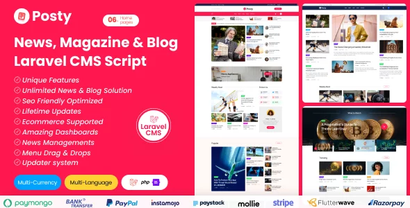 Posty - News Management System Laravel CMS