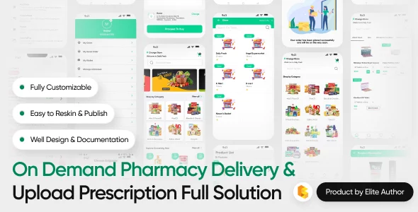 GoGreen - Food, Grocery, Pharmacy Multi Store(Vendor) Android App with Interactive Admin Panel
