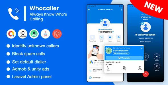 Whocaller - Truecaller ID & Spam Blocker App With Admin Panel