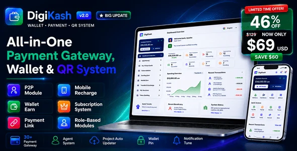DigiKash - Complete Payment Gateway, Wallet & QR System