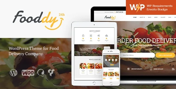 Fooddy 24/7 - Food Delivery Takeout WordPress Theme + Elementor + RTL