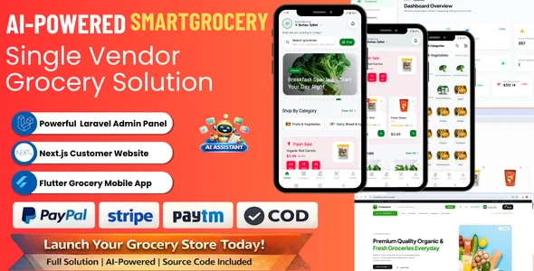 SmartGrocery SaaS - AI-Powered Premium Grocery Solution (Laravel + Next.js + Flutter)