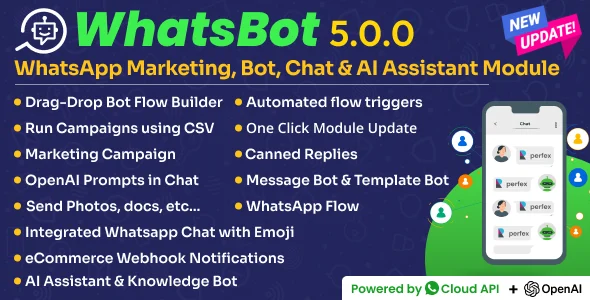 WhatsBot - WhatsApp Marketing, Bot, Chat & AI Personal Assistant Module for Perfex CRM