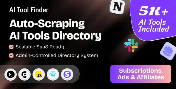 AI Tools Finder - Auto-Scraping AI Directory with 5,000+ Tools, Subscriptions, Ads & Affiliates