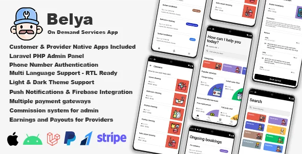 Belya - On Demand Service App, Customer & Provider Apps with Admin Panel