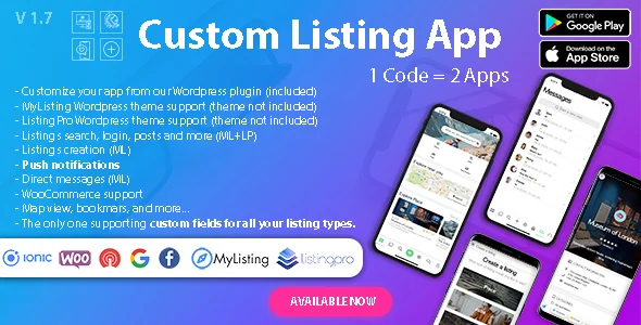 Custom Listing App - Directory Android and iOS mobile app with Ionic 5 for MyListing ListingPro