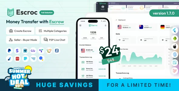 Escroc - Money Transfer with Escrow Full Solution