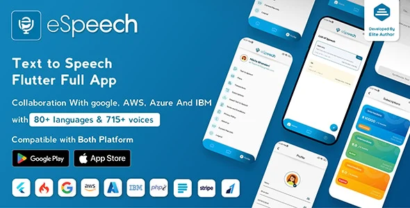 eSpeech - Text to Speech Flutter Full App