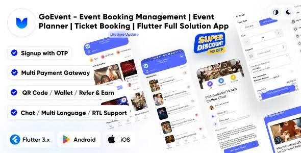 GoEvent - Event Booking Management - Event Planner - Flutter Full Solution App