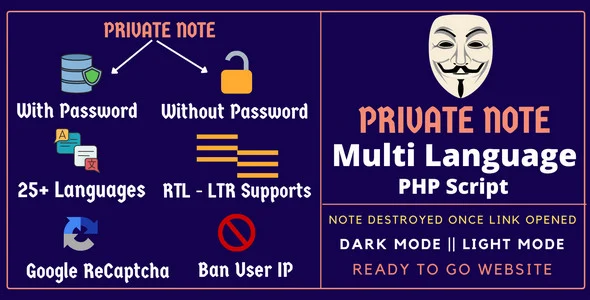 Privy - Private Note Multi Language PHP Script