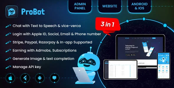 ProBot - ChatGPT | Admob | Subscription InApp | Open AI Chat, Writing Assistant & Image Generator