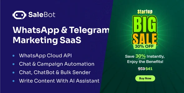 SaleBot - WhatsApp and Telegram Marketing SaaS - ChatBot & Bulk Sender