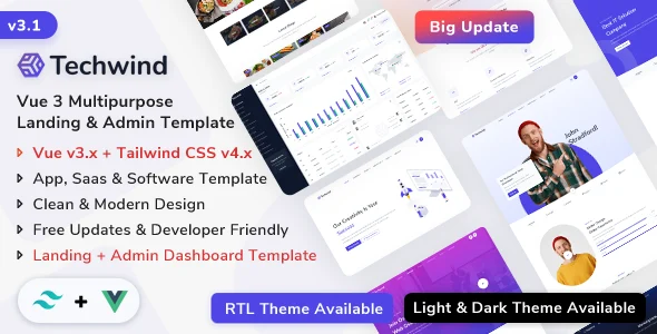 Techwind - App, Saas & Software Landing & Admin Dashboard Tailwind CSS Template