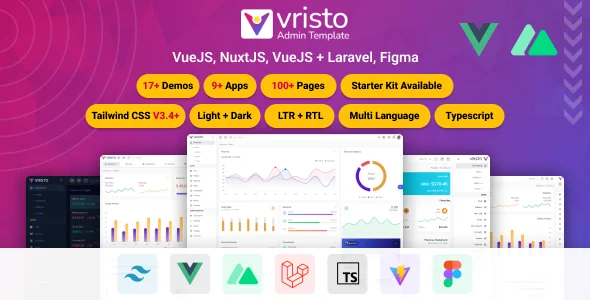 Vristo - Multipurpose Tailwind VueJS, NuxtJS, Laravel VueJS Admin Template