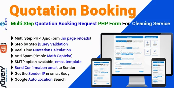 Quotation Booking - Multi Step Quotation Booking Request PHP Form for Cleaning Service