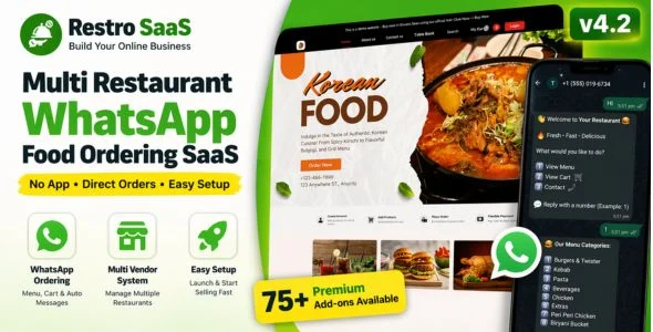 Restro SaaS - Multi Restaurant Online WhatsApp Food Ordering System