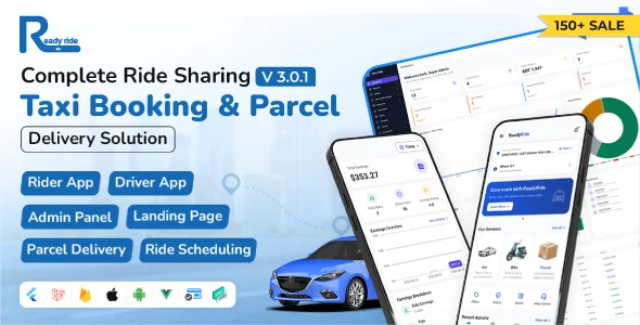 ReadyRide - Complete Ride Sharing Rider & Driver Mobile Apps with Web Admin Panel