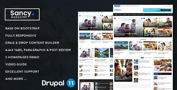 Sancy - Responsive Magazine News Drupal 11.3 Theme